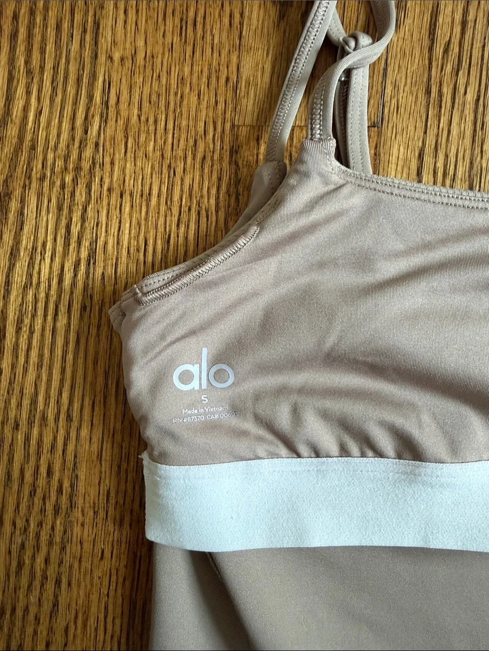 Alo Tan Taupe Airlift Street Goddess Ribbed Bra Tank S